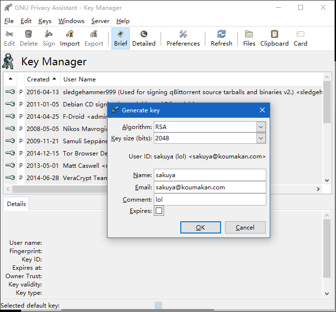 create key